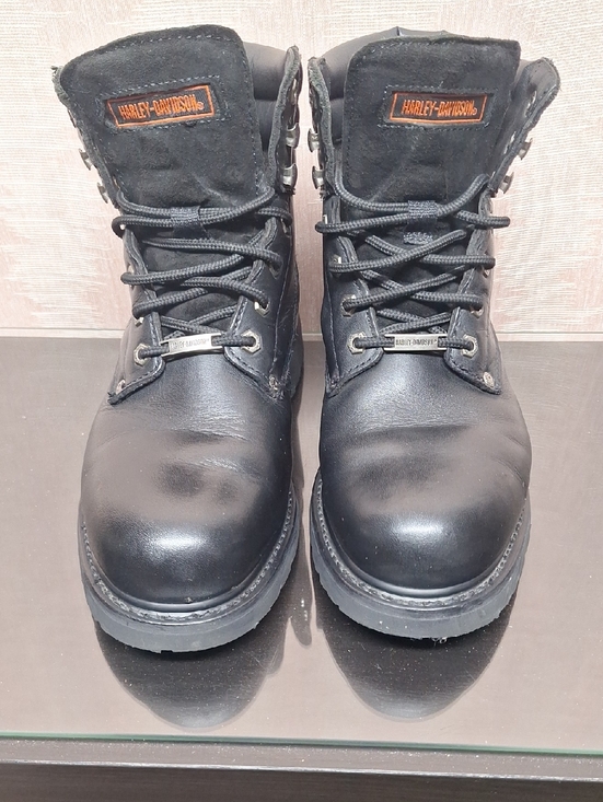 Harley-Davidson Black Leather Lace-Up Boots with Orange Logo Patch main image 9
